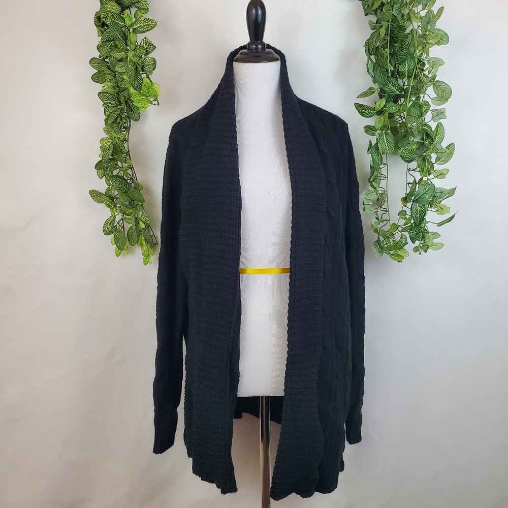 Jason Maxwell black knit open front cardigan
